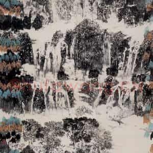 2002年 卓鹤君《春与青溪长》国画山水兼工带写作品图片鉴赏