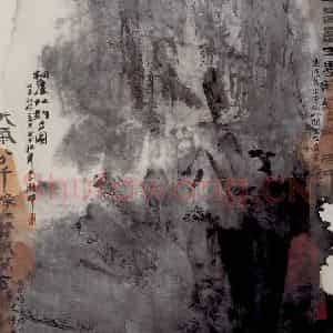 1988年 卓鹤君《桐庐江钓台图》国画山水写意作品图片鉴赏