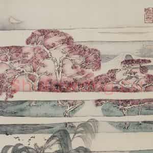 1985年 卓鹤君《明·陈霆<苏堤>诗意》国画山水工笔作品图片鉴赏