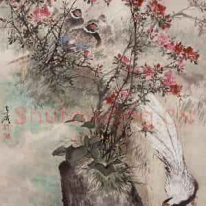 1963年 王雪涛《白鹇杜鹃》国画花鸟作品图片鉴赏