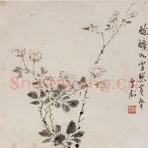 1932年 王雪涛《自提花卉册页》国画花鸟作品图片鉴赏