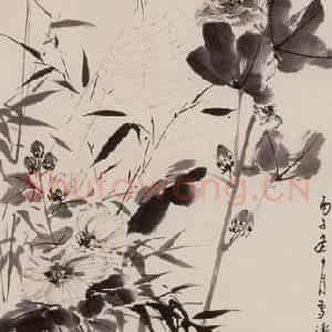 1936年 王雪涛《墨笔三秋图》国画花鸟作品图片鉴赏