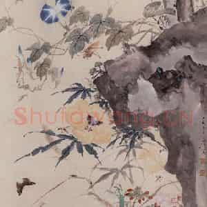 1947年 王雪涛《草虫花卉》国画花鸟作品图片鉴赏