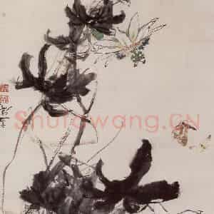 约1961年 王雪涛《铁线莲花》国画花鸟作品图片鉴赏