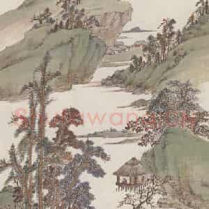 1931年 萧俊贤《红树春山图》国画综合作品图片鉴赏