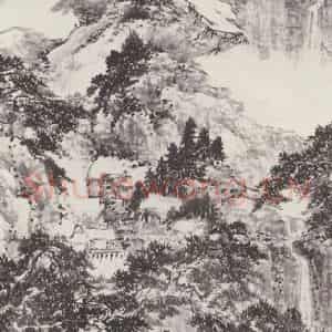1935年 萧俊贤《夏山图》国画山水作品图片鉴赏