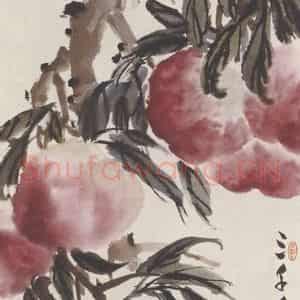 1949年 陈半丁《蟠桃图》国画花鸟作品图片鉴赏