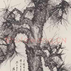 1943年 汤涤《苍松图》国画花鸟作品图片鉴赏