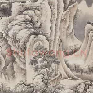 1929年 傅伒《雪中访戴图》国画山水作品图片鉴赏