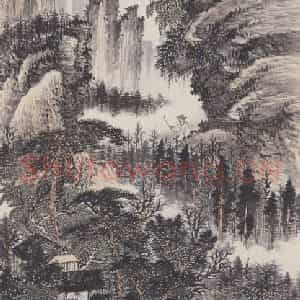 1944年 萧逊《山水图》国画山水作品图片鉴赏