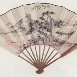1928年 胡佩衡《松溪泛艇图》国画山水作品图片鉴赏
