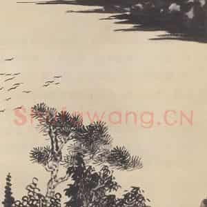 1930年 胡佩衡《秋溪策杖图》国画山水作品图片鉴赏