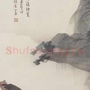溥儒《柳艇垂钓图》国画综合作品图片鉴赏