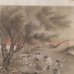 俞明《临李唐灸艾图》国画综合作品图片鉴赏