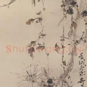 1922年 高奇峰《松鸟图》国画花鸟作品图片鉴赏