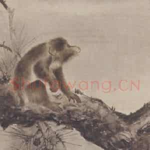 高奇峰《松猿图》国画综合作品图片鉴赏