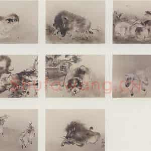高奇峰《走兽图》国画综合作品图片鉴赏