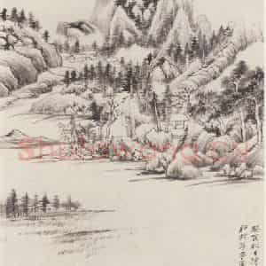 1933年 张大千《仿董其昌山水图》国画山水作品图片鉴赏