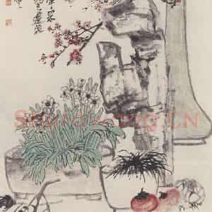 1915年 吴昌硕《岁朝清供图》国画花鸟作品图片鉴赏