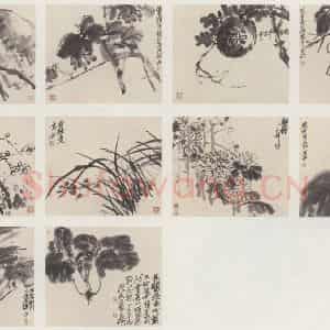 吴昌硕《花卉图》国画花鸟作品图片鉴赏