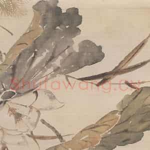 陆恢《荷花图》国画花鸟作品图片鉴赏