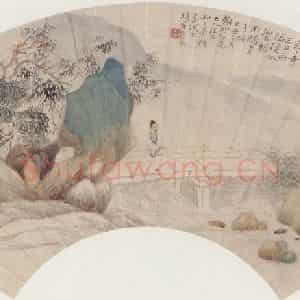 1889年 倪田《山水图》国画花鸟作品图片鉴赏