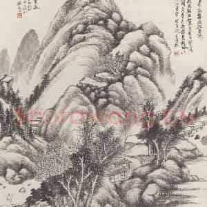 清代 顾麟士《山水图》国画山水作品图片鉴赏