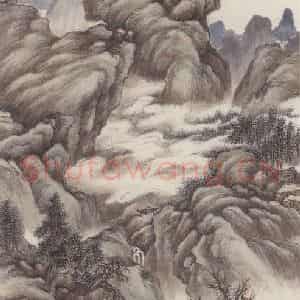 清代 顾麟士《仿宋人山水图》国画山水作品图片鉴赏
