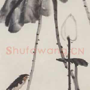 1924年 王震《荷花燕子图》国画花鸟作品图片鉴赏