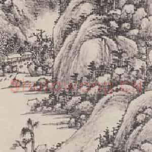 1925年 吴征《丛树归云图》国画山水作品图片鉴赏