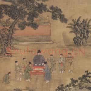 明代 不详《明宣宗斗鹌鹑图》国画人物作品图片鉴赏