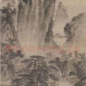 明代 戴进《关山行旅图》国画山水作品图片鉴赏