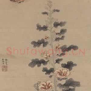 明代 戴进《葵石蛱蝶图》国画花鸟作品图片鉴赏