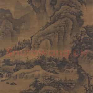 明代 李在《阔渚晴岚图》国画山水作品图片鉴赏
