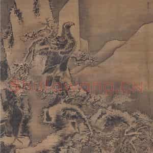 明代 林良《雪景鹰雁图》国画花鸟作品图片鉴赏