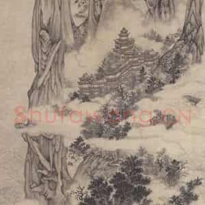明代 吴彬《方壶图》国画山水作品图片鉴赏
