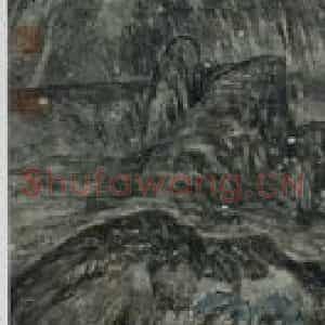1994年 杨福音《看山图》国画综合写意作品图片鉴赏