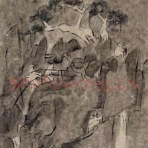 1999年 杨福音《晚登图》国画山水写意作品图片鉴赏