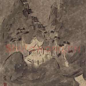 1999年 杨福音《相邀图》国画山水写意作品图片鉴赏