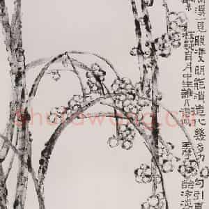 1993年 王之海《焦墨梅花》国画花鸟作品图片鉴赏