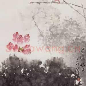 王之海《荷塘骤雨》国画花鸟作品图片鉴赏