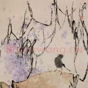 1990年 王之海《鸣春》国画花鸟作品图片鉴赏