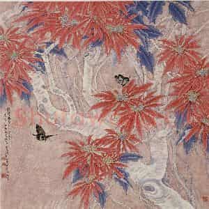 1991年 金鸿钧《枝繁花盛》国画花鸟作品图片鉴赏