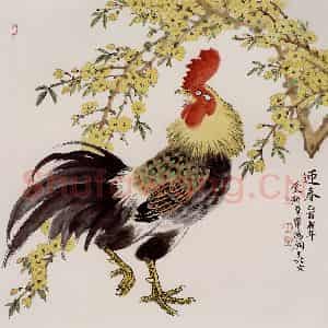 2005年 金鸿钧《迎春》国画花鸟作品图片鉴赏