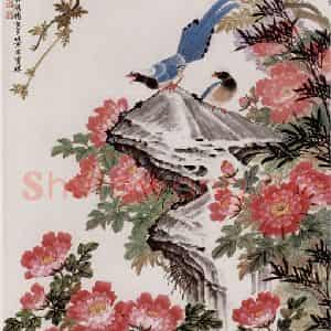 1999年 金鸿钧《万紫千红》国画花鸟作品图片鉴赏