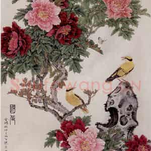 1985年 金鸿钧《国色》国画花鸟作品图片鉴赏
