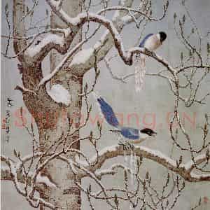 1983年 金鸿钧《早春》国画花鸟作品图片鉴赏