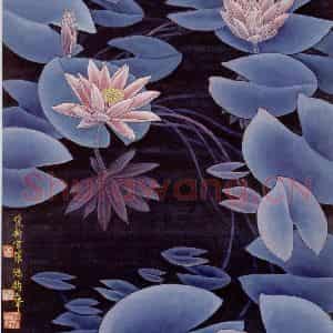 1987年 金鸿钧《莲影》国画花鸟作品图片鉴赏
