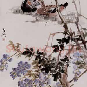 王雪涛《紫藤三鸭图》国画花鸟作品图片鉴赏