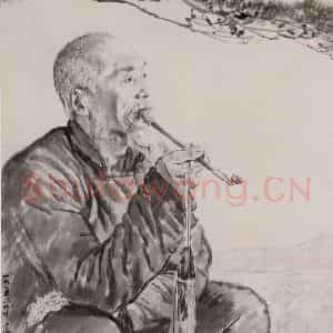 蒋兆和《松下老人图》国画人物作品图片鉴赏